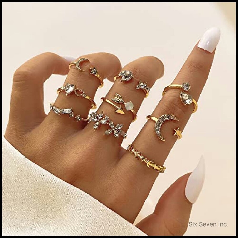 Stackable Moon Star Knuckle Rings Set Boho Dainty… - image 5
